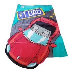 Best Dad XL Cloth Flag Red Sports Car Appliqued House Garden Banner 28 X 44 NWT
